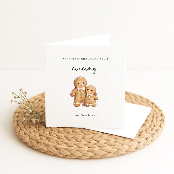 Personalised Gingerbread Happy First Christmas As My Mummy Card