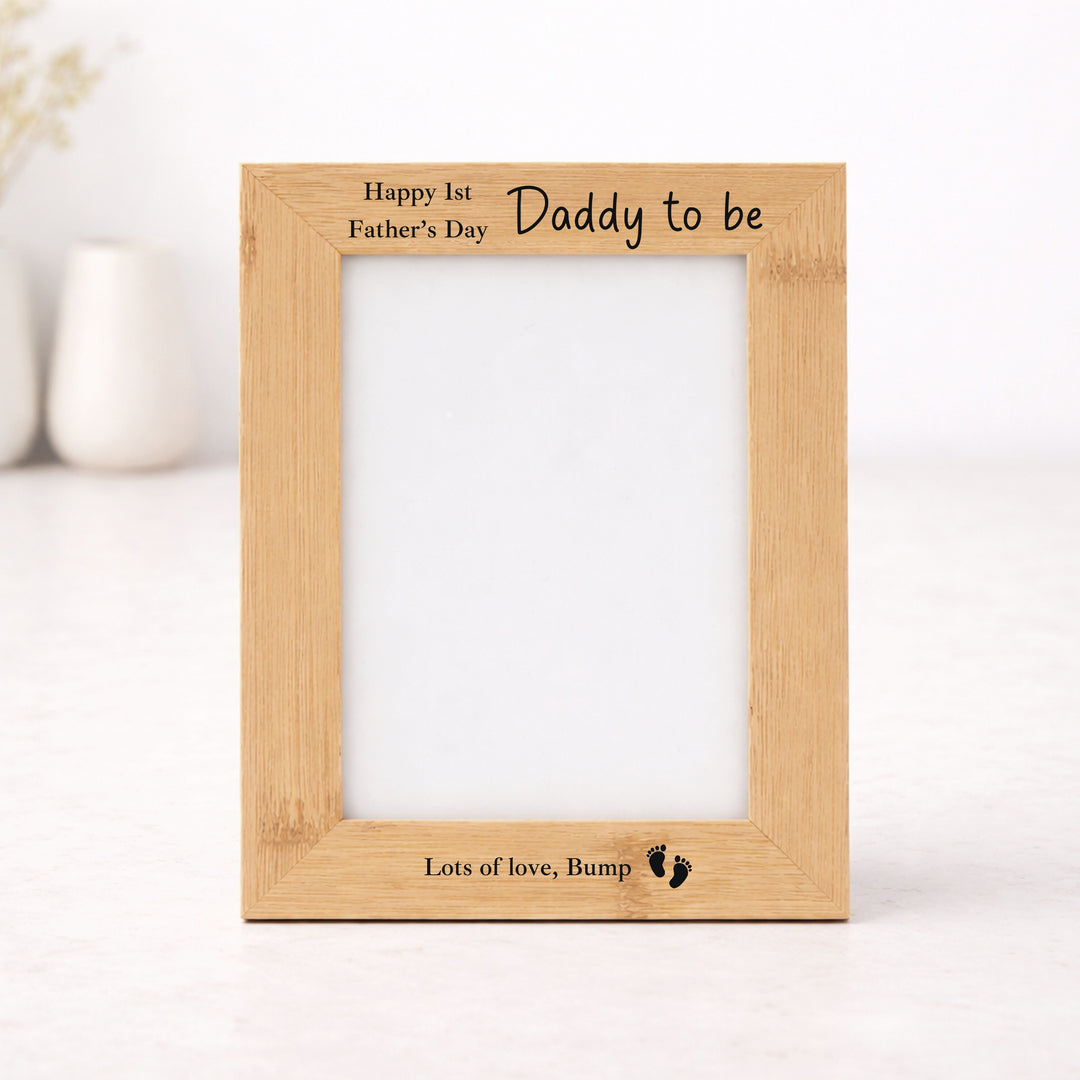 Happy Father's Day Daddy To Be Engraved Bamboo Photo Frame