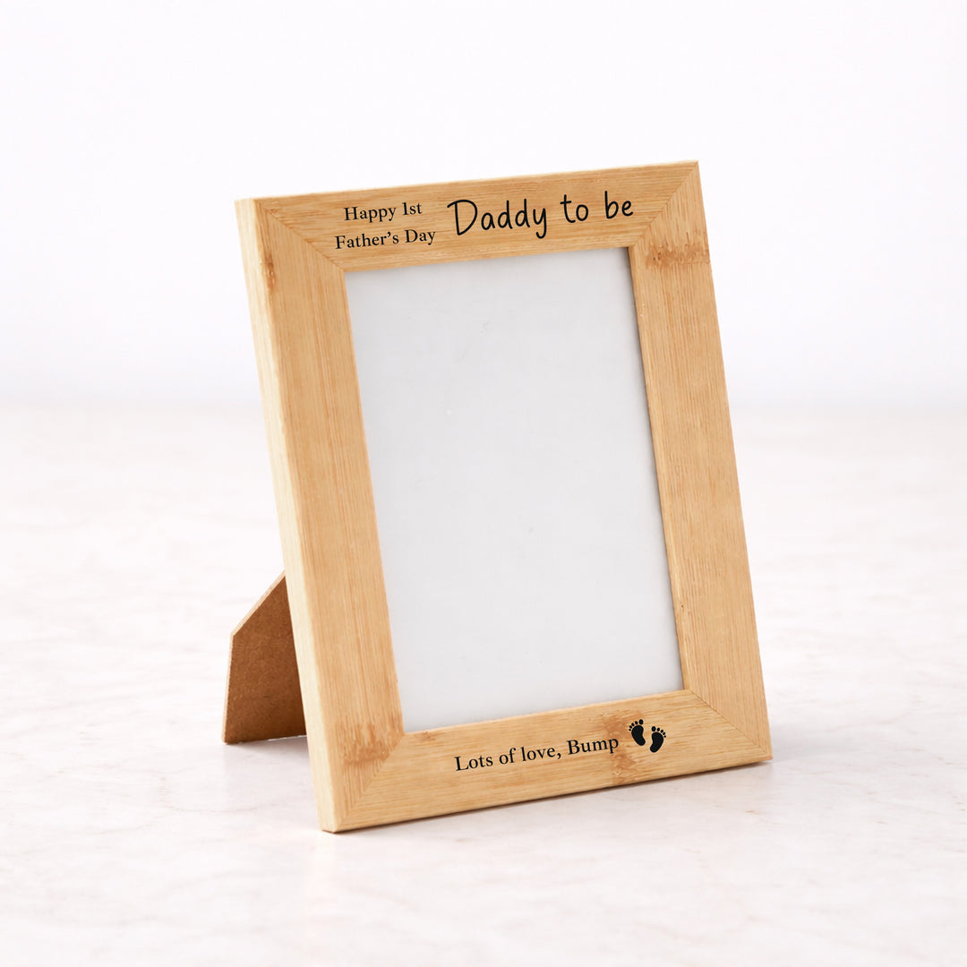 Happy Father's Day Daddy To Be Engraved Bamboo Photo Frame