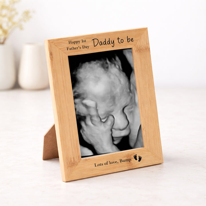 Happy Father's Day Daddy To Be Engraved Bamboo Photo Frame