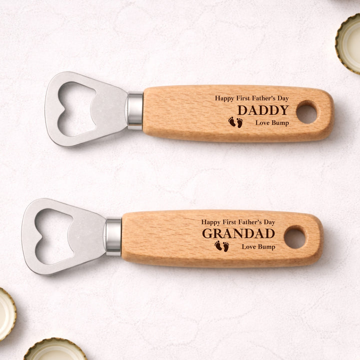 Personalised Happy Father's Day Love Bump Engraved Bottle Opener