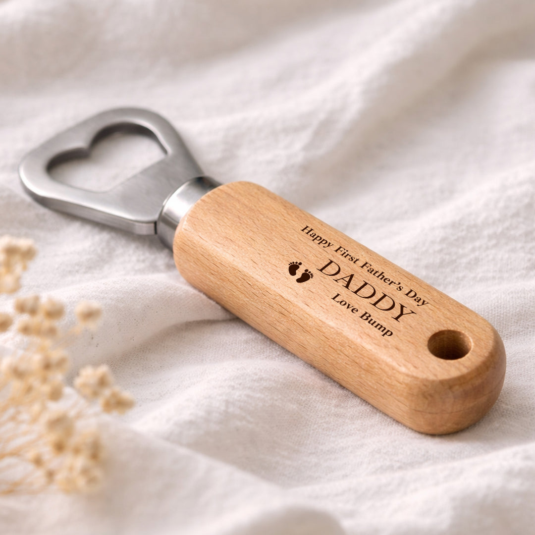Personalised Happy Father's Day Love Bump Engraved Bottle Opener
