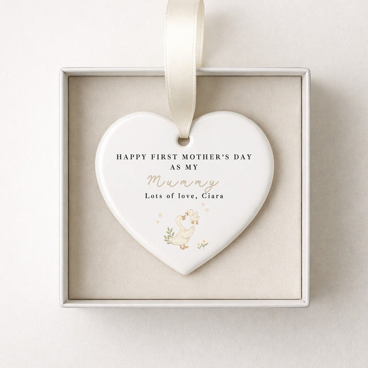 Personalised Ducks Happy First Mother's Day Ceramic Ornament