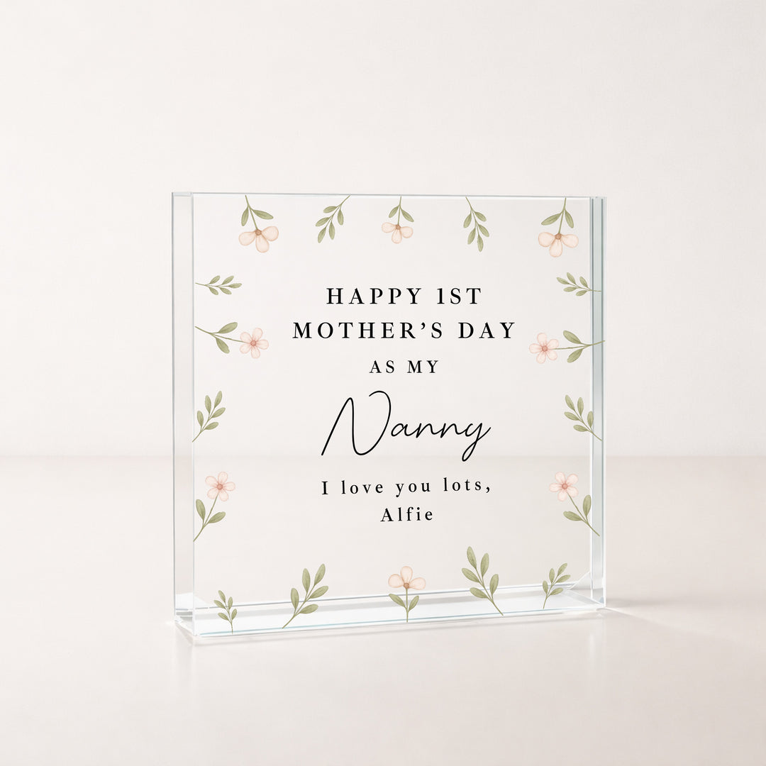 Personalised Happy 1st Mother's Day As My Nanny Acrylic Block