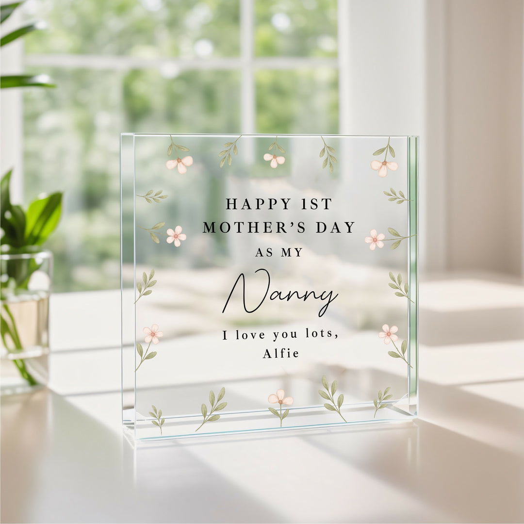 Personalised Happy 1st Mother's Day As My Nanny Acrylic Block