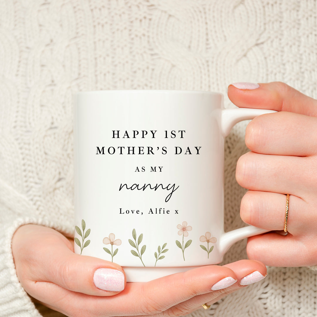 Personalised Floral Happy 1st Mother's Day As My Nanny Mug