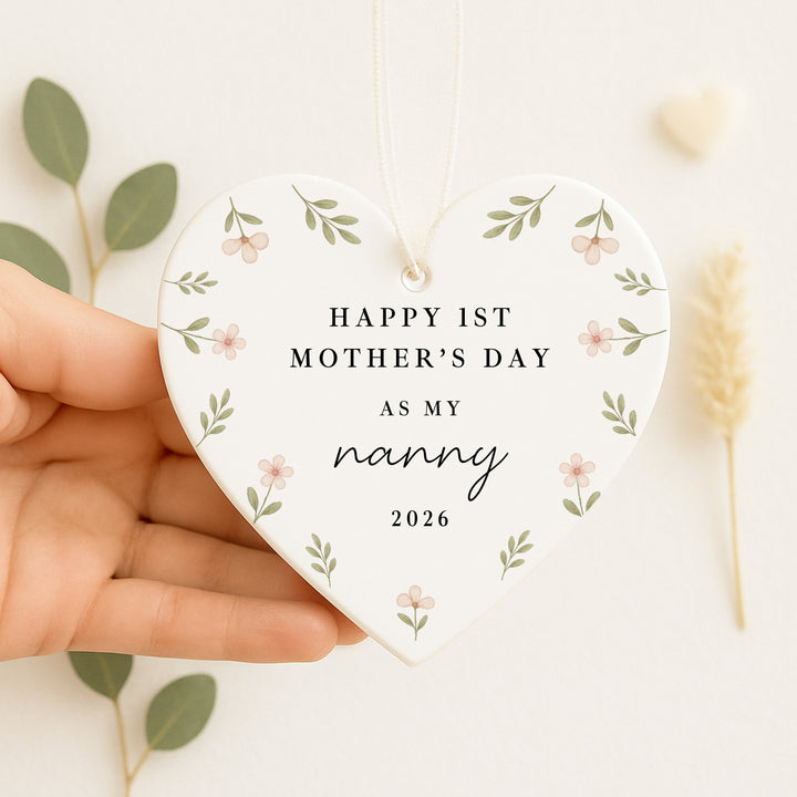 Floral Happy 1st Mother's Day As My Mummy/Nanny Ceramic Ornament