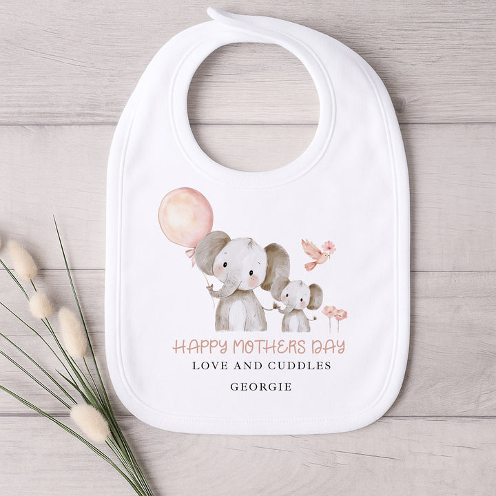 Personalised Elephant Balloon Happy Mother's Day Baby Grow, Vest or Bib