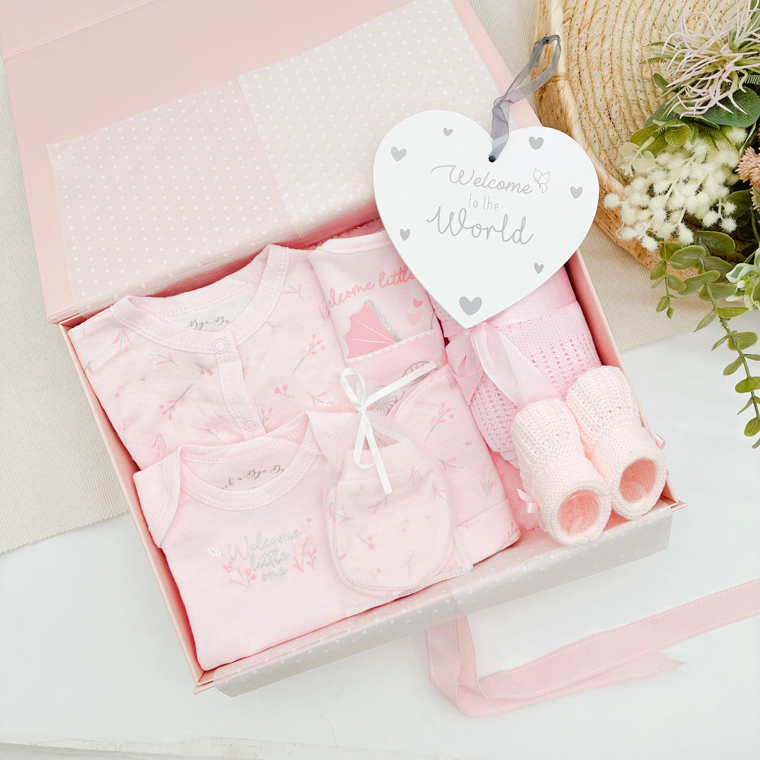 Girls Pink Floral Pram Luxury Gift Hamper Set