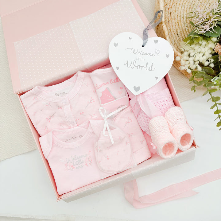 Girls Pink Floral Pram Luxury Gift Hamper Set