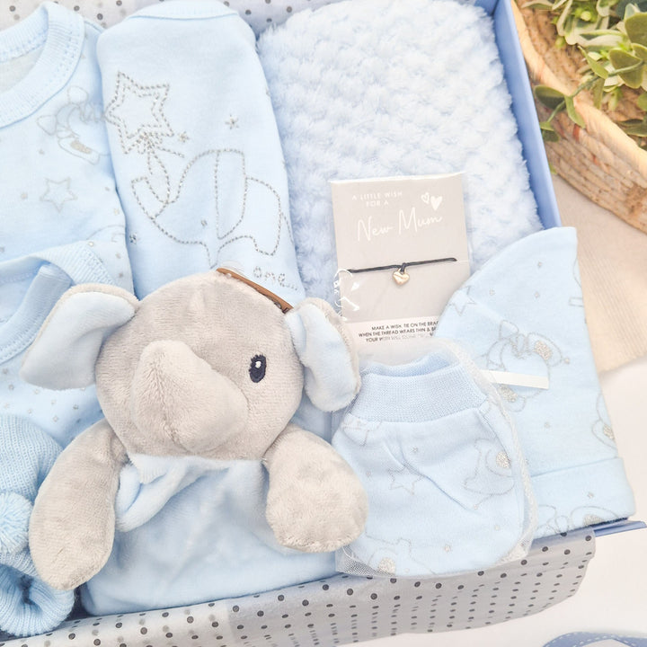 Boys Blue Elephant & Comforter Luxury Gift Hamper Set