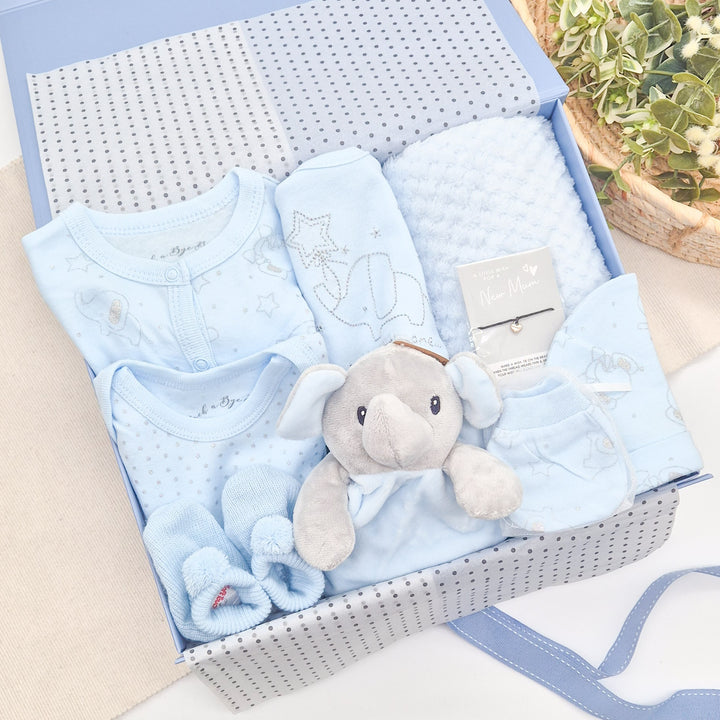 Boys Blue Elephant & Comforter Luxury Gift Hamper Set