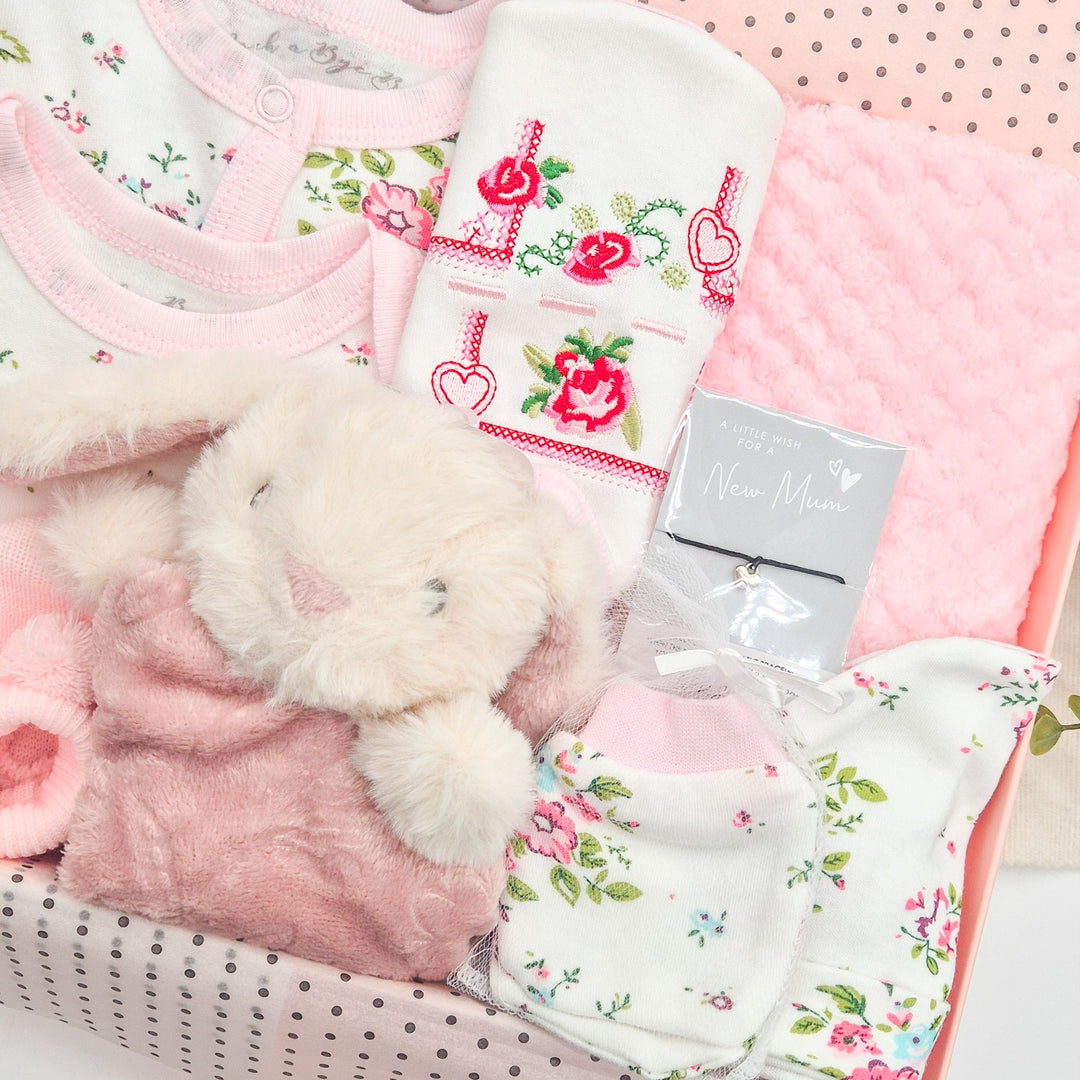 Girls Pink Floral Cream Luxury Hamper Gift Set