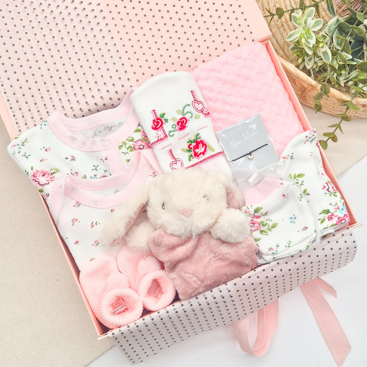 Girls Pink Floral Cream Luxury Hamper Gift Set