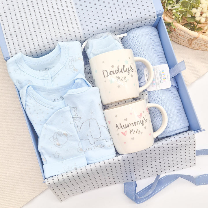 Boys Blue Elephant & Mugs Luxury Gift Hamper Set