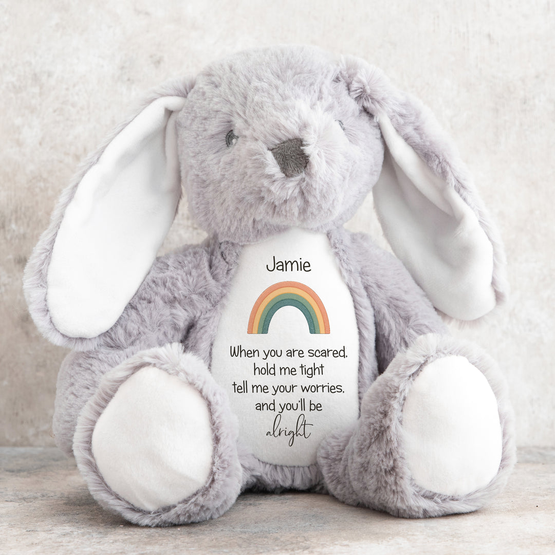 Personalised Rainbow Hold Me Tight Teddy