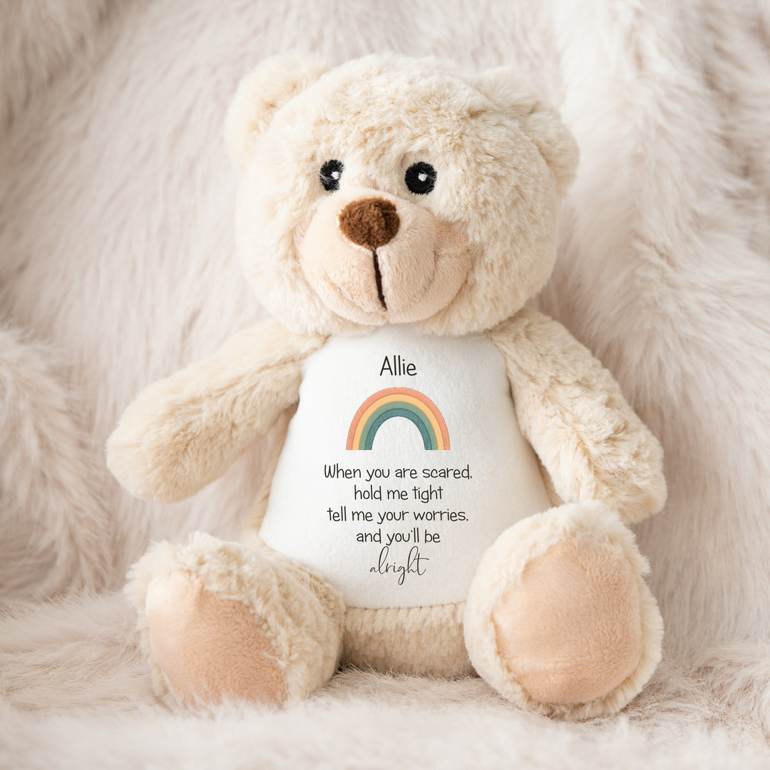 Personalised Rainbow Hold Me Tight Teddy