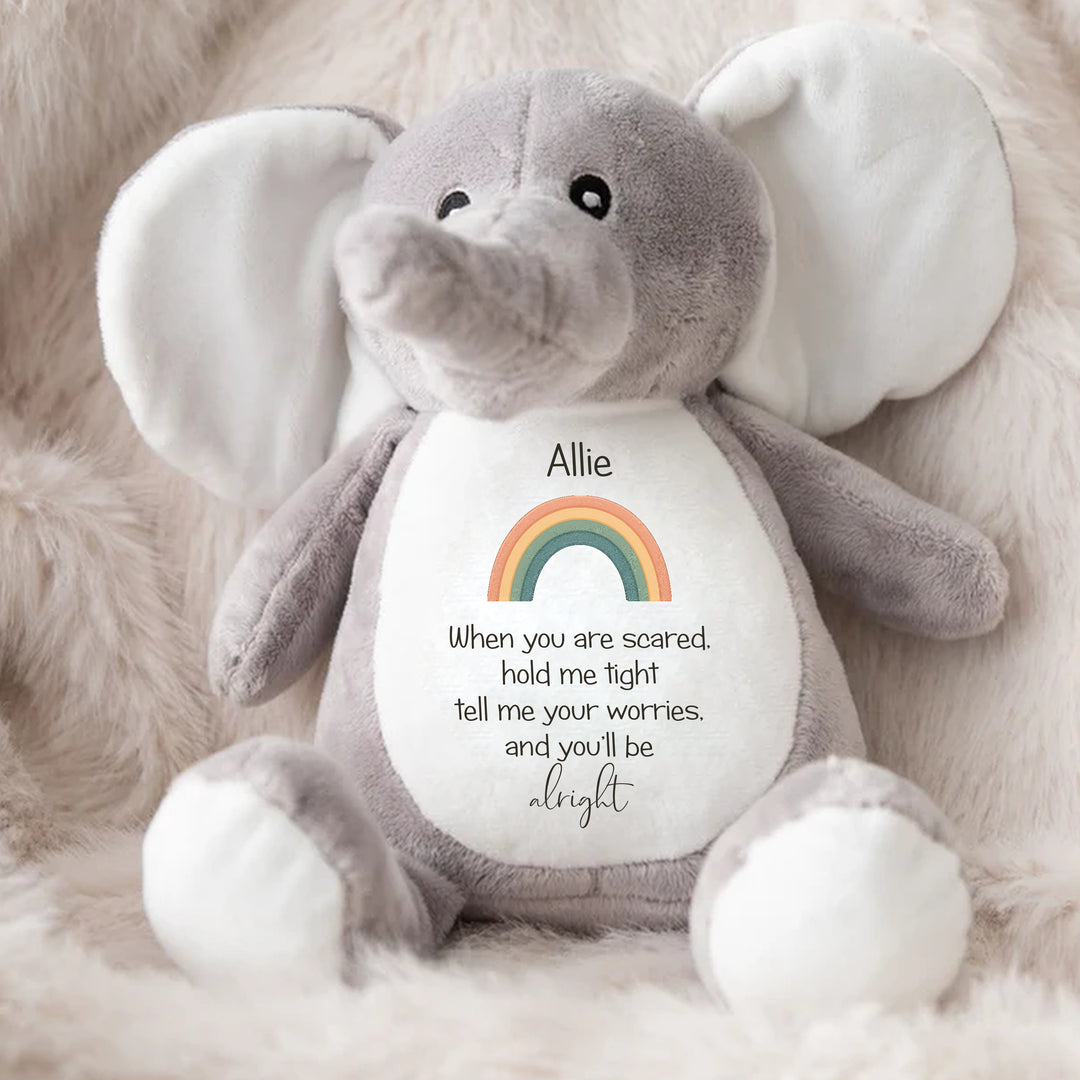 Personalised Rainbow Hold Me Tight Teddy