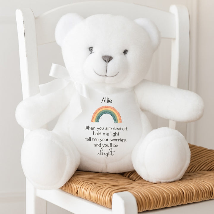 Personalised Rainbow Hold Me Tight Teddy