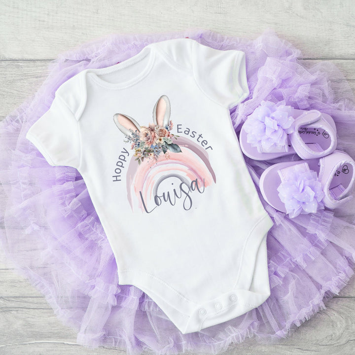 Personalised Hoppy Easter Babygrow/Baby Vest