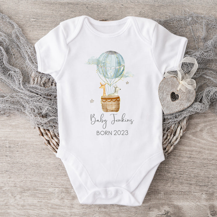 Personalised Hot Air Balloon Babygrow/Vest