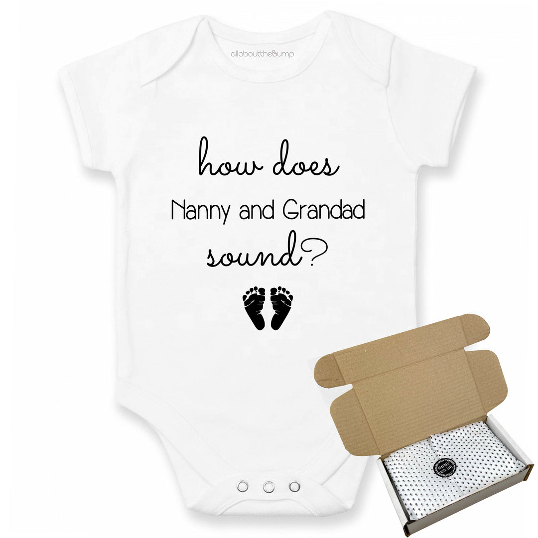 This baby announcement vest can be brought in a box lined with tissue paper