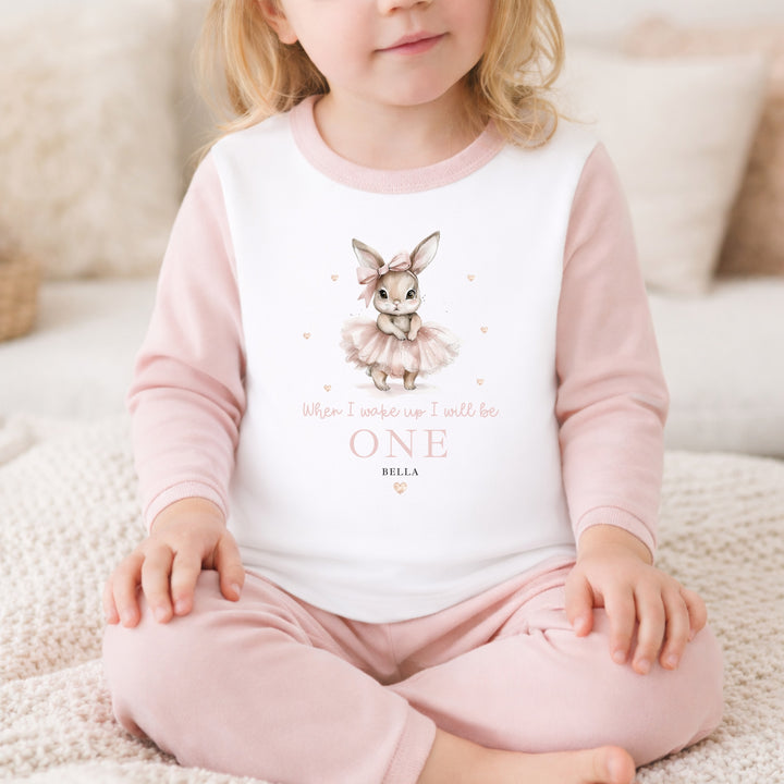 Personalised Pink Ballerina Bunny 1st Birthday Pyjamas