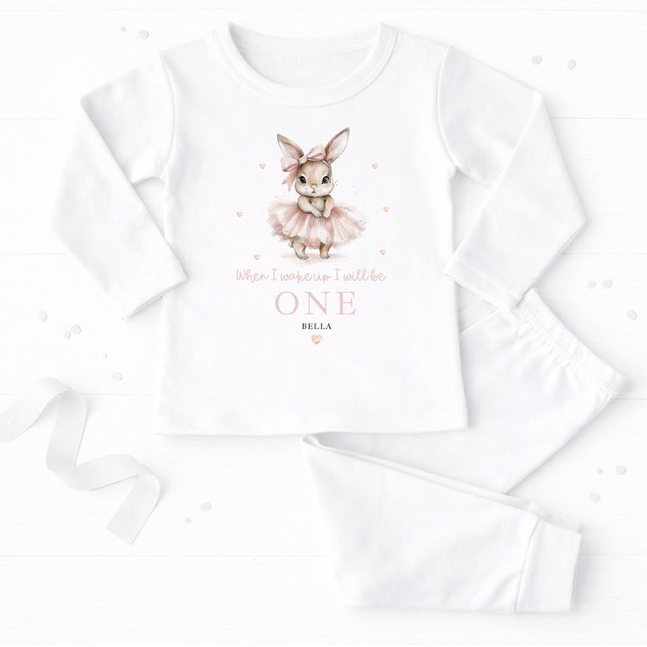 Personalised Pink Ballerina Bunny 1st Birthday Pyjamas