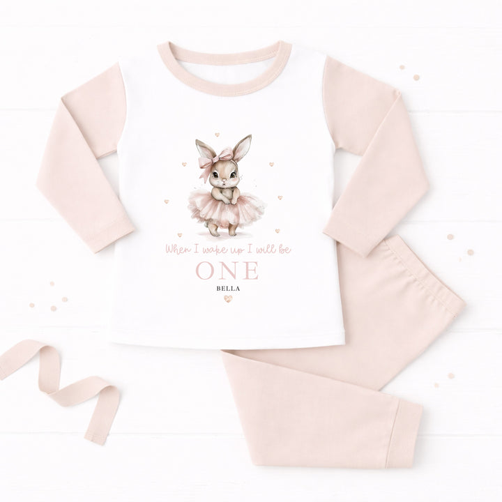 Personalised Pink Ballerina Bunny 1st Birthday Pyjamas