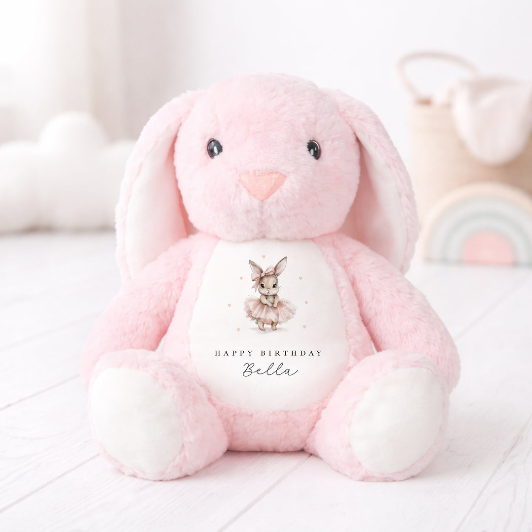 Personalised Pink Ballerina Bunny Birthday Teddy