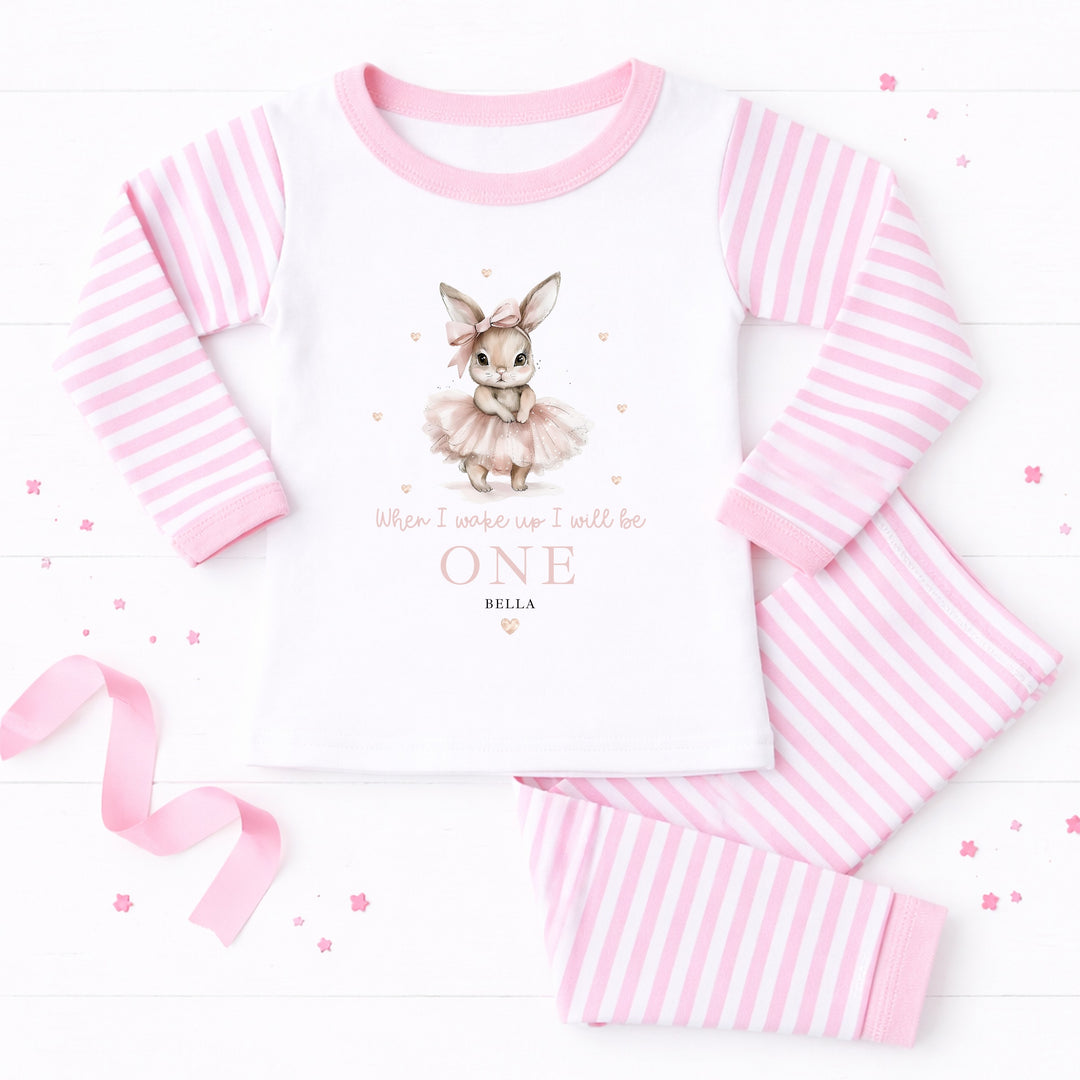 Personalised Pink Ballerina Bunny First Birthday Pyjamas