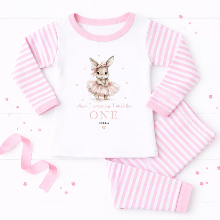 Personalised Pink Ballerina Bunny First Birthday Pyjamas