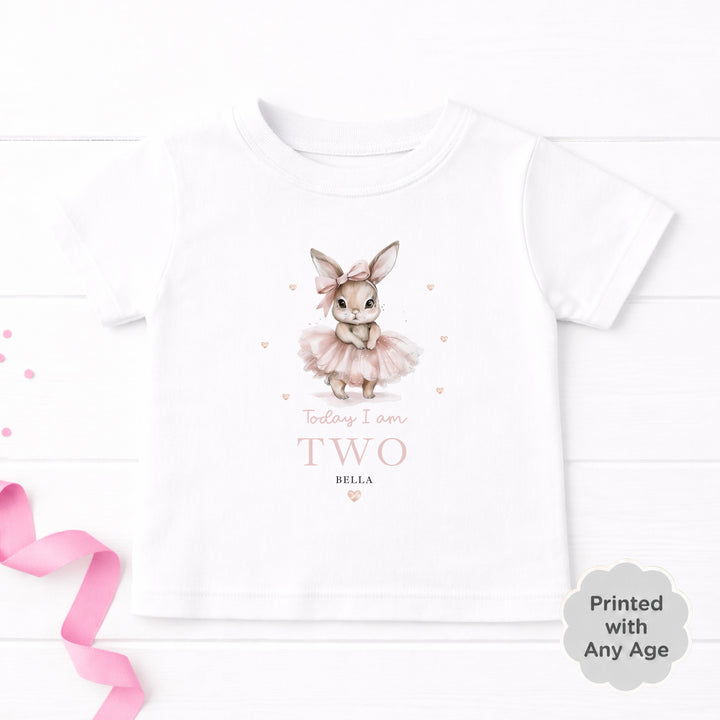 Personalised Ballerina Bunny Any Age Birthday T-Shirt