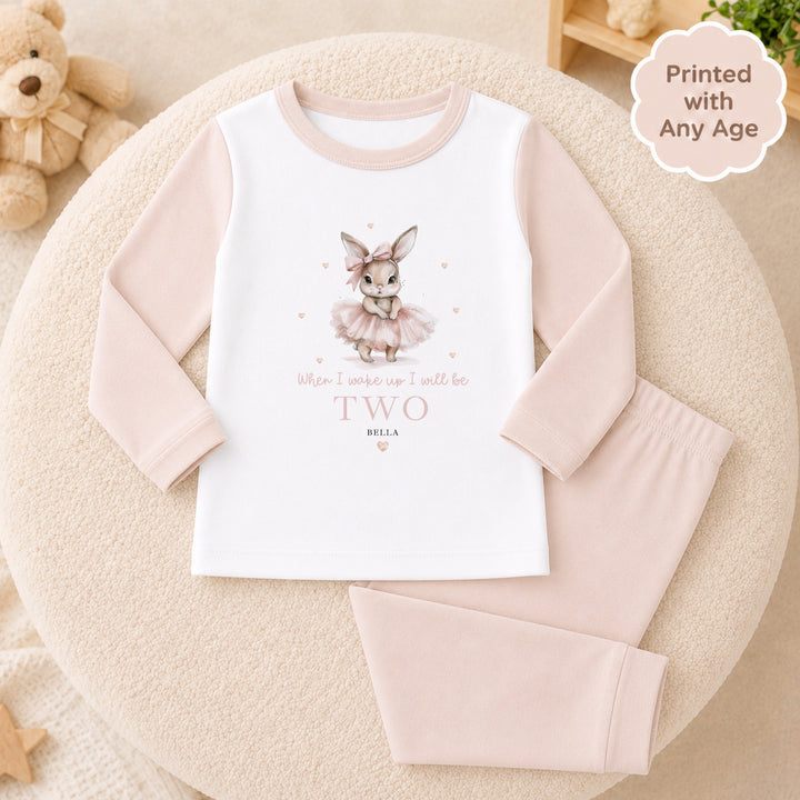 Personalised Pink Ballerina Bunny Any Age Birthday Pyjamas