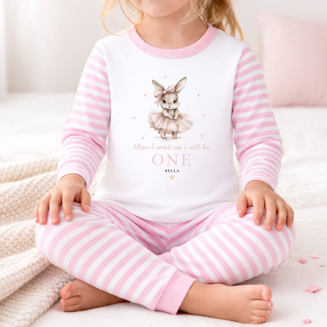 Personalised Pink Ballerina Bunny First Birthday Pyjamas