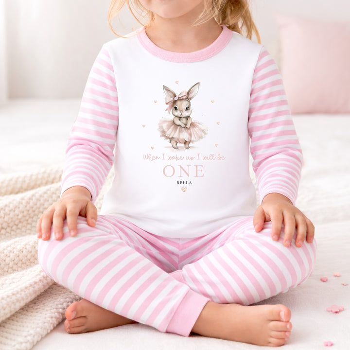 Personalised Pink Ballerina Bunny First Birthday Pyjamas