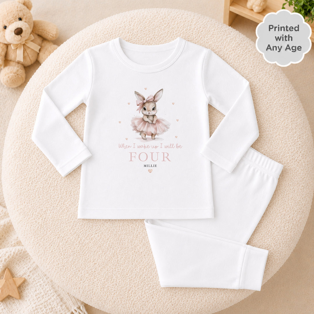 Personalised Pink Ballerina Bunny Any Age Birthday Pyjamas