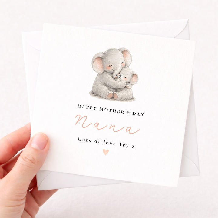 Personalised Elephants Happy Mother's Day Nana Card