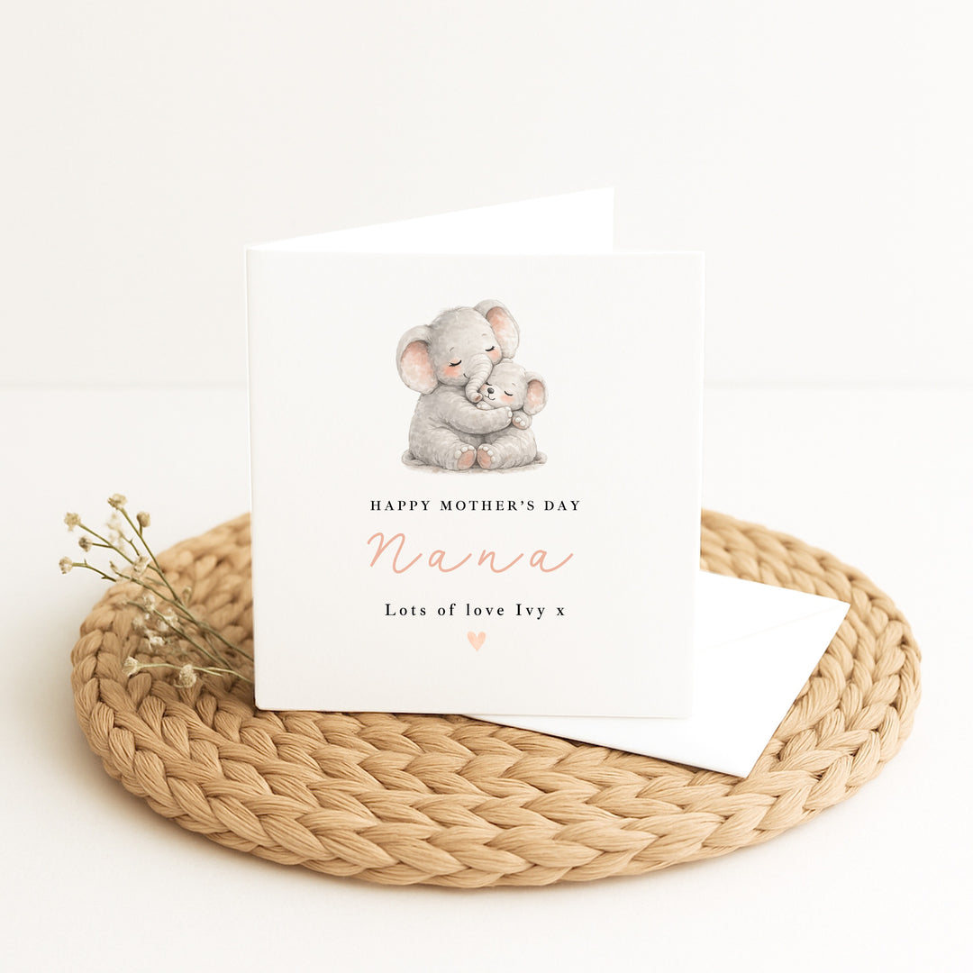 Personalised Elephants Happy Mother's Day Nana Card