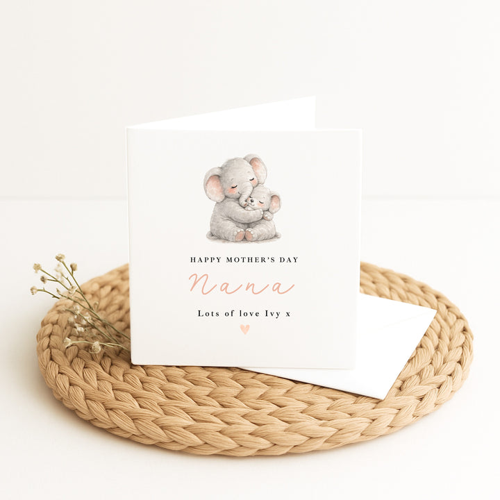 Personalised Elephants Happy Mother's Day Nana Card