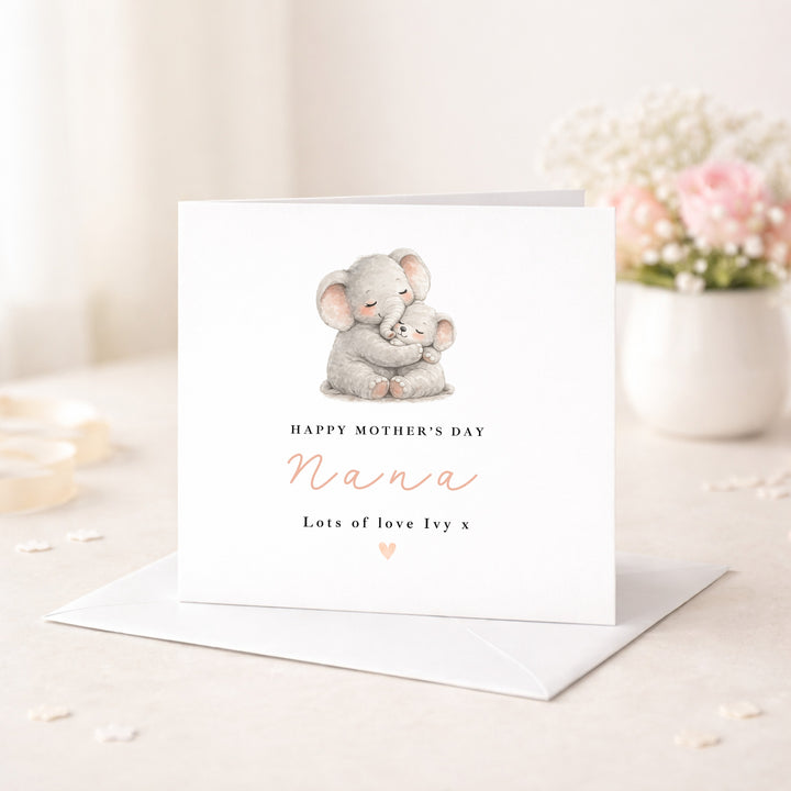 Personalised Elephants Happy Mother's Day Nana Card
