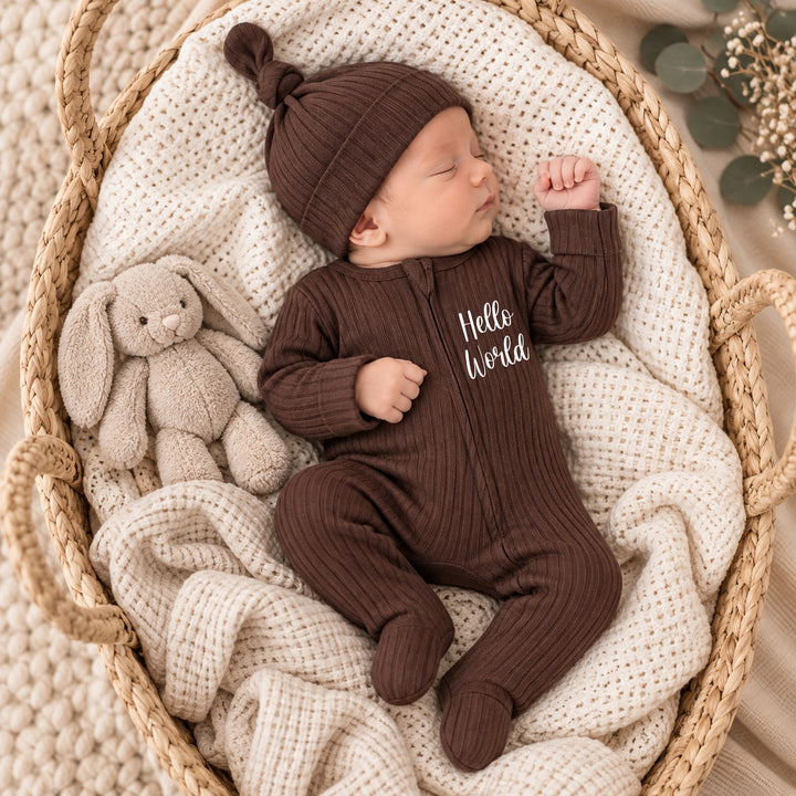 Hello World Ribbed Coming Home Outfits