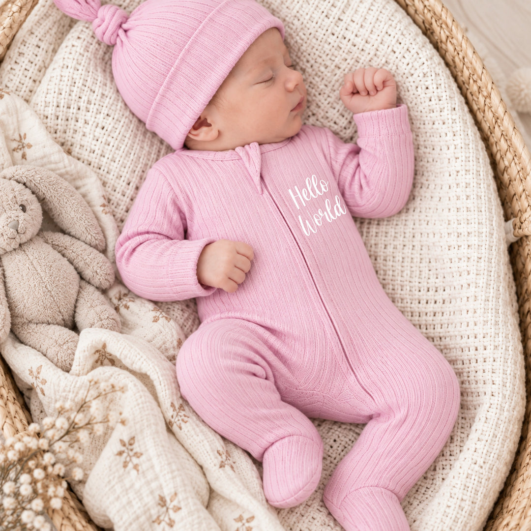 Hello World Ribbed Coming Home Outfits