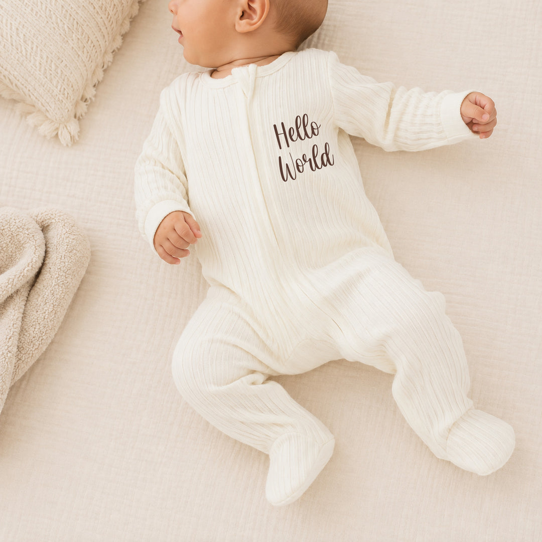 Hello World Ribbed Coming Home Outfits
