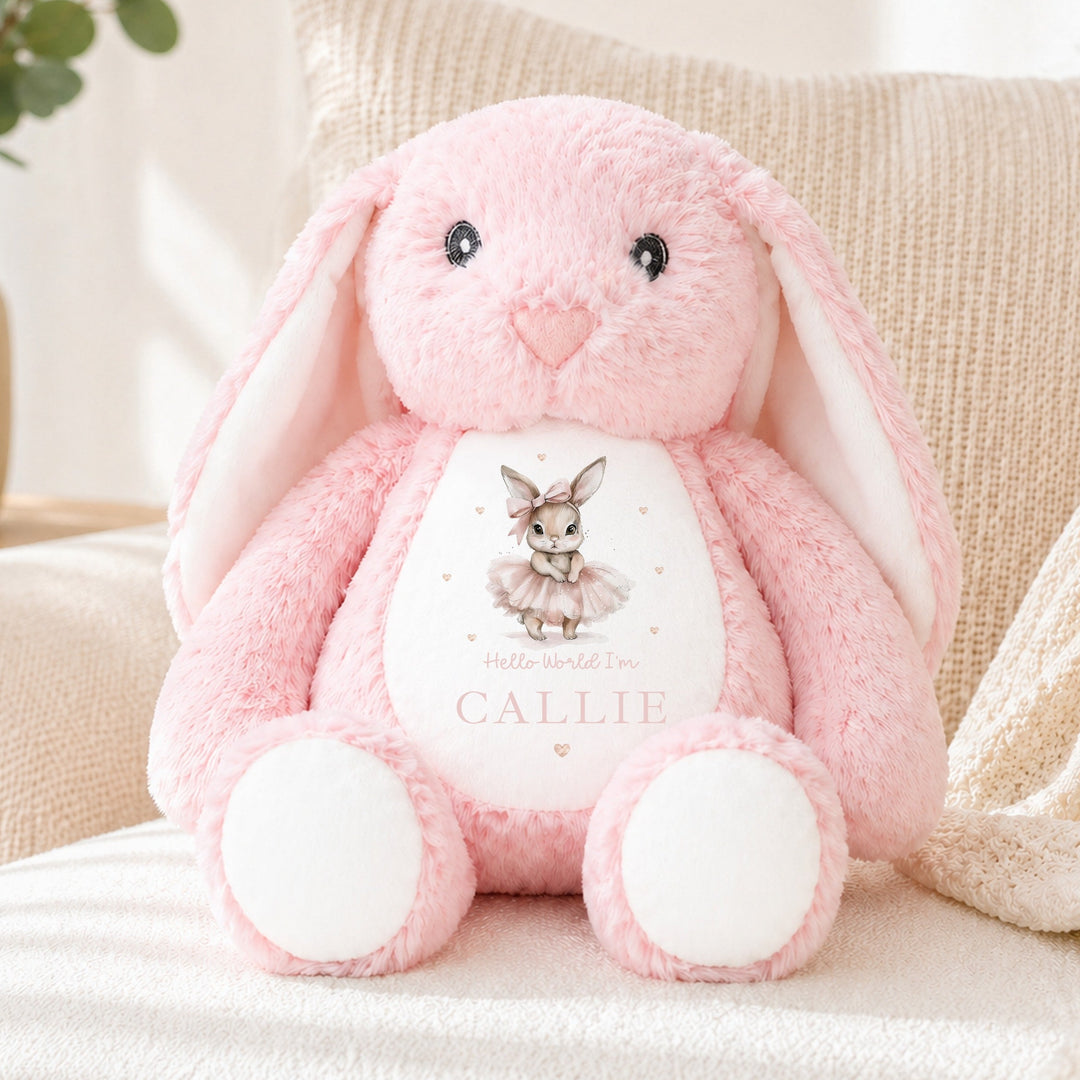 Personalised Ballerina Bunny Hello World Soft Toy