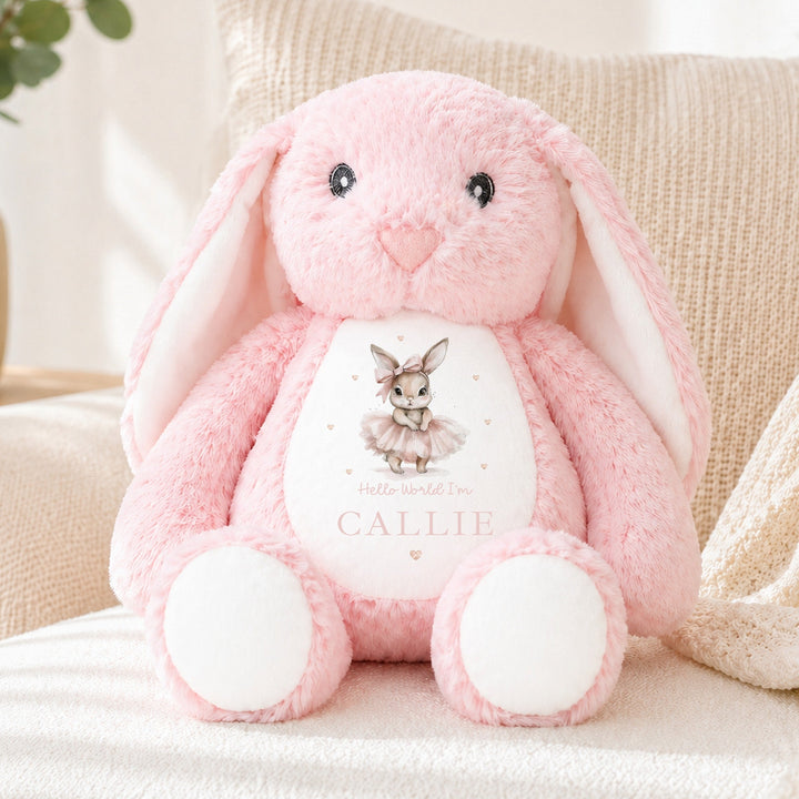 Personalised Ballerina Bunny Hello World Soft Toy