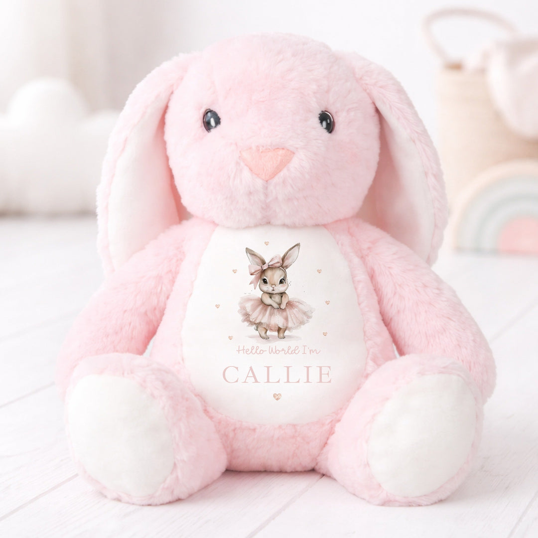 Personalised Ballerina Bunny Hello World Soft Toy
