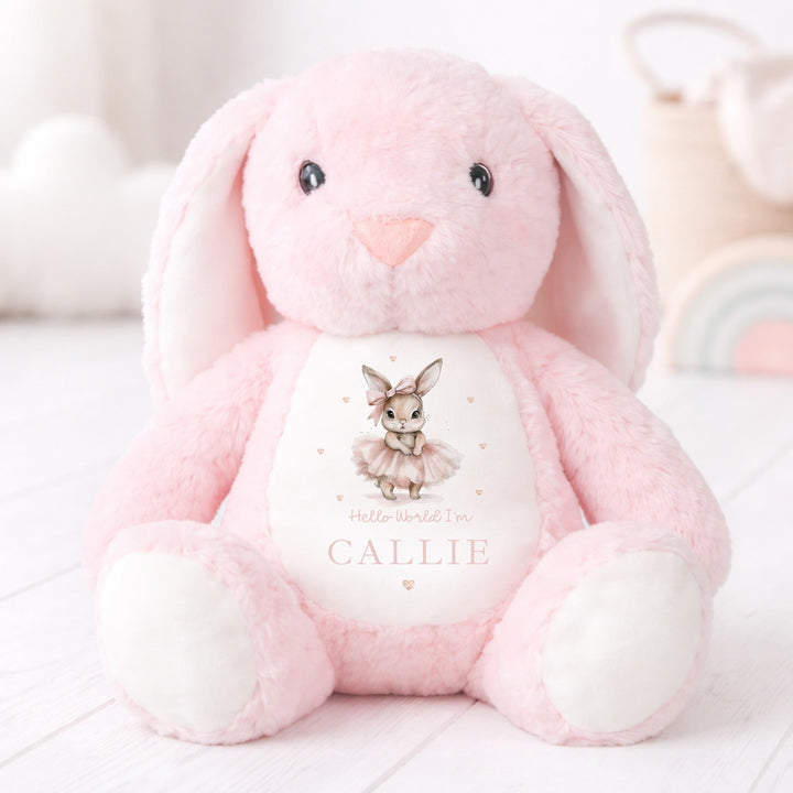 Personalised Ballerina Bunny Hello World Soft Toy