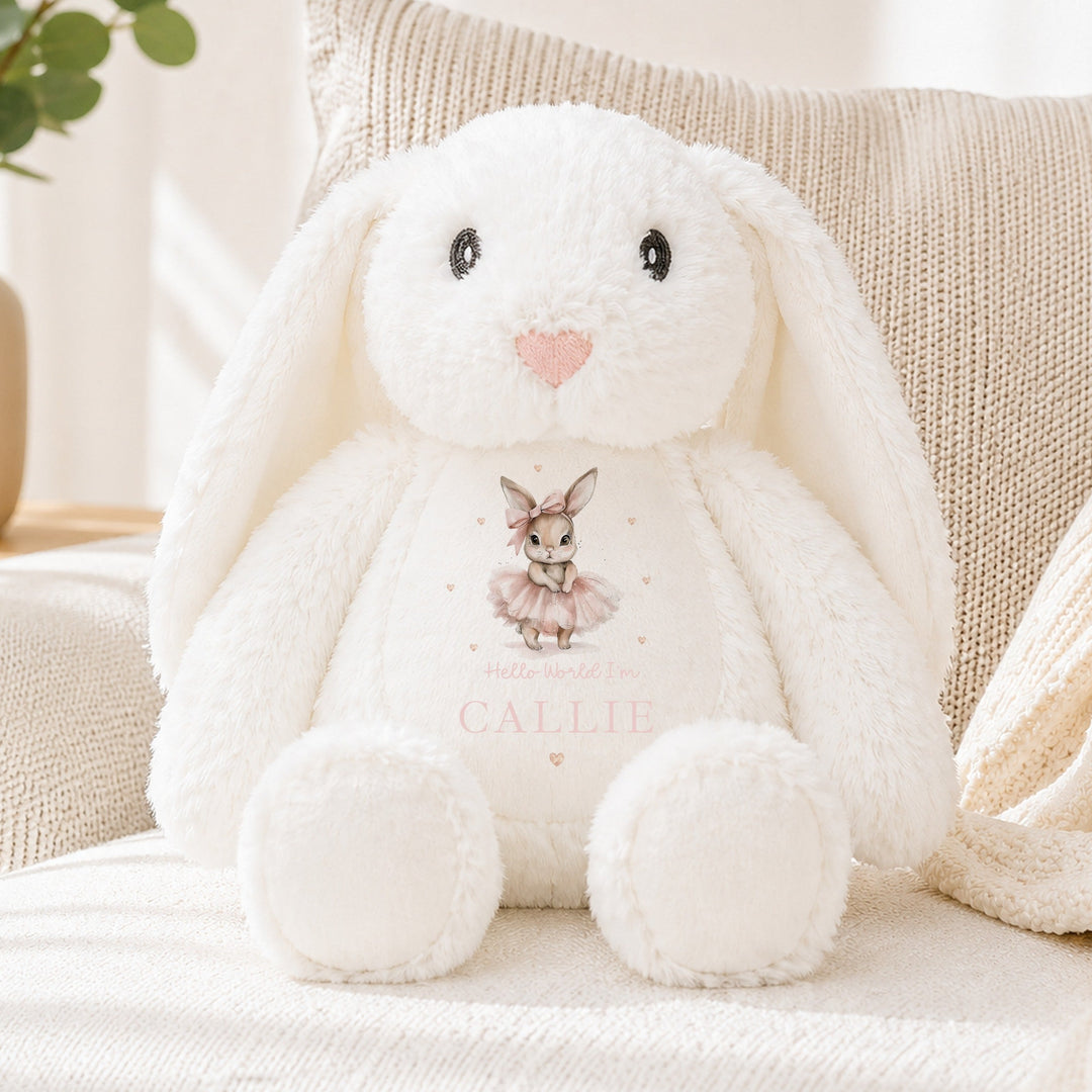 Personalised Ballerina Bunny Hello World Soft Toy