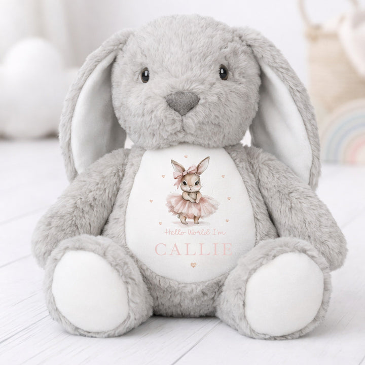 Personalised Ballerina Bunny Hello World Soft Toy